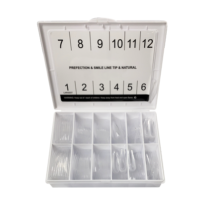 Pyramid S-Gel Extension Nail Tips Box, 12 Sizes, LONG COFFIN