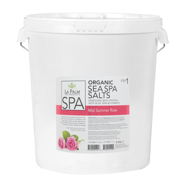 La Palm, Organic Sea Spa Salts, Mid Summer Rose, 5gal KK