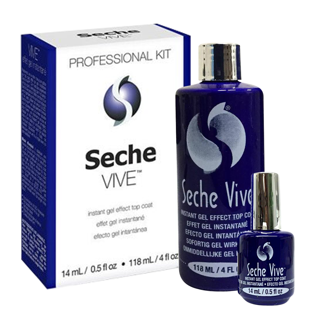 Seche Vive Professional Kit, Instant Gel Effect Top Coat, 4oz, FREE 1 Instant Gel Effect Top Coat 0.5oz (Packing: 18 sets/case) OK0911VD