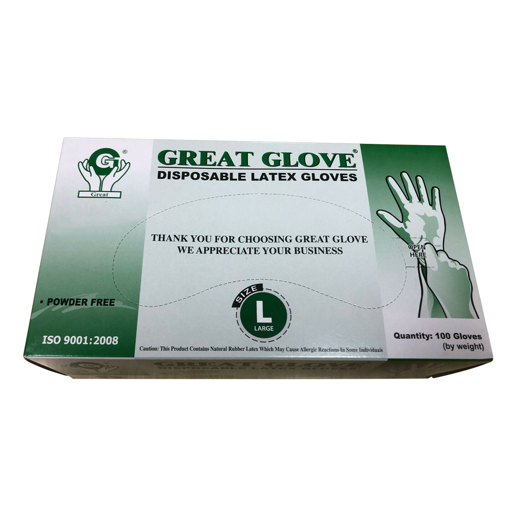 Great Glove Non-Medical Latex Gloves, Size L, 100pcs/box OK0525VD