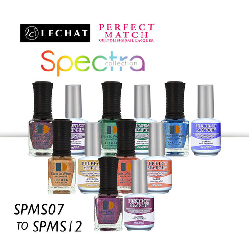 LeChat Perfect Match Nail Lacquer And Gel Polish, SPECTRA Collection 2, PMSD2, Full Line Of 6 Colors (SPMS07 - SPMS12), 0.5oz