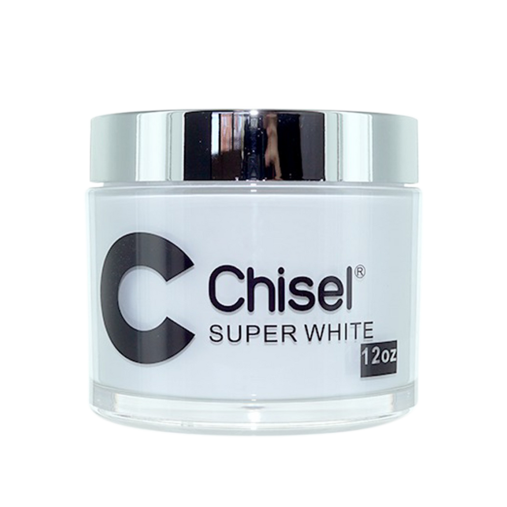 Chisel 2in1 Acrylic/Dipping Powder, Pink & White Collection, SUPER WHITE, 12oz (Packing: 60 pcs/case)