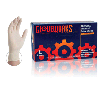 Gloveworks Latex Gloves, Powder-Free, TLF46100, size L KK BB