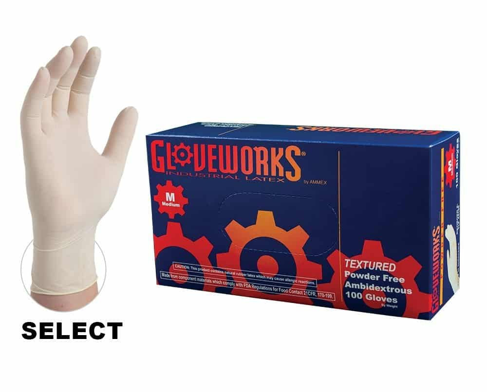 Gloveworks Latex Gloves, Powder-Free, TLF44100, size M KK