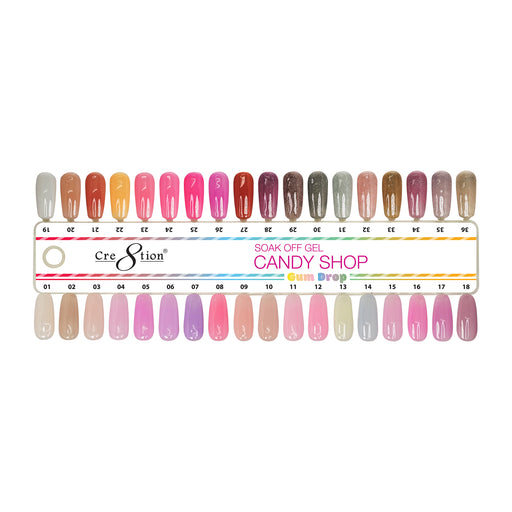Cre8tion Candy Shop Gum Drop Gel Polish, Full line of 36 colors