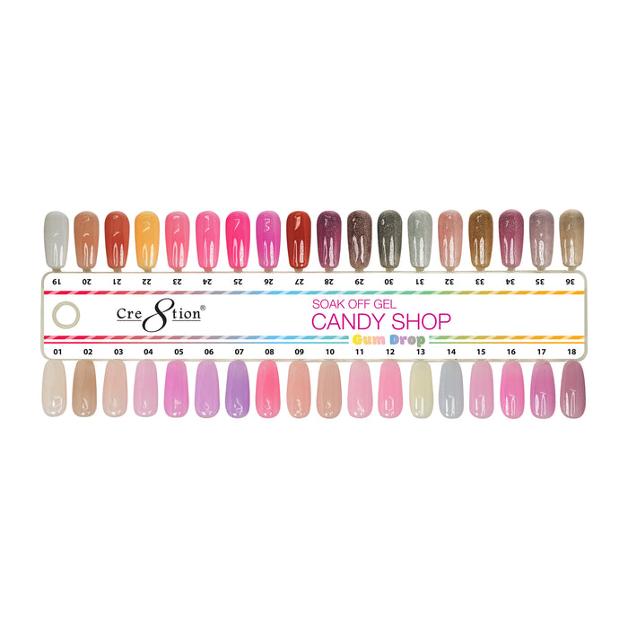 Cre8tion Candy Shop Gum Drop Gel Polish, Full line of 36 colors