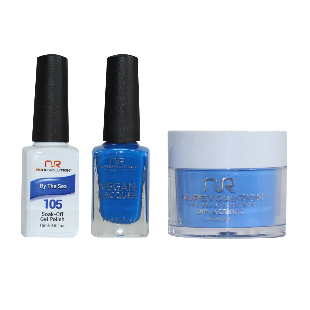 NuRevolution 3in1 Dipping Powder + Gel Polish + Nail Lacquer, 105, By The Sea