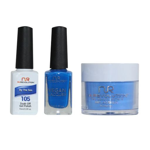 NuRevolution 3in1 Dipping Powder + Gel Polish + Nail Lacquer, 105, By The Sea