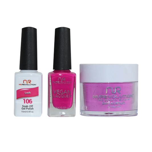 NuRevolution 3in1 Dipping Powder + Gel Polish + Nail Lacquer, 106, Lush