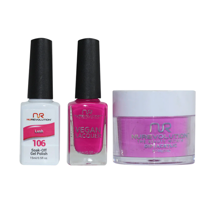 NuRevolution 3in1 Dipping Powder + Gel Polish + Nail Lacquer, 106, Lush