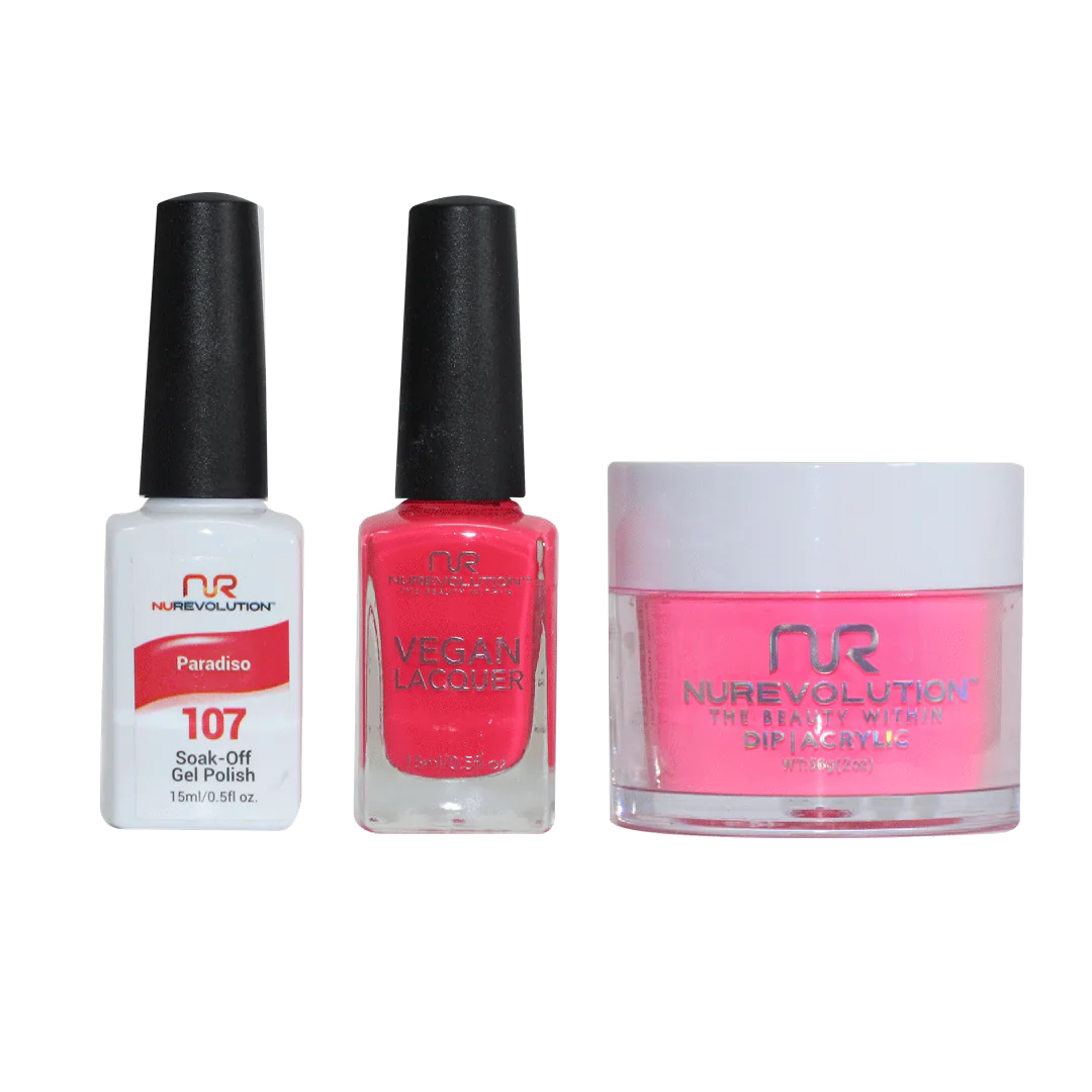 NuRevolution 3in1 Dipping Powder + Gel Polish + Nail Lacquer, 107, Paradise