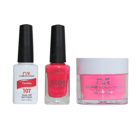 NuRevolution 3in1 Dipping Powder + Gel Polish + Nail Lacquer, 107, Paradise