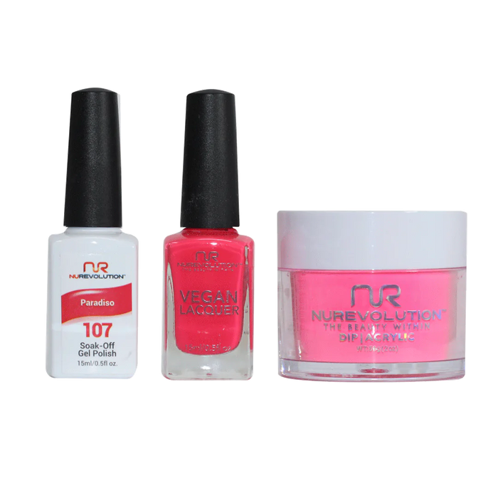 NuRevolution 3in1 Dipping Powder + Gel Polish + Nail Lacquer, 107, Paradise