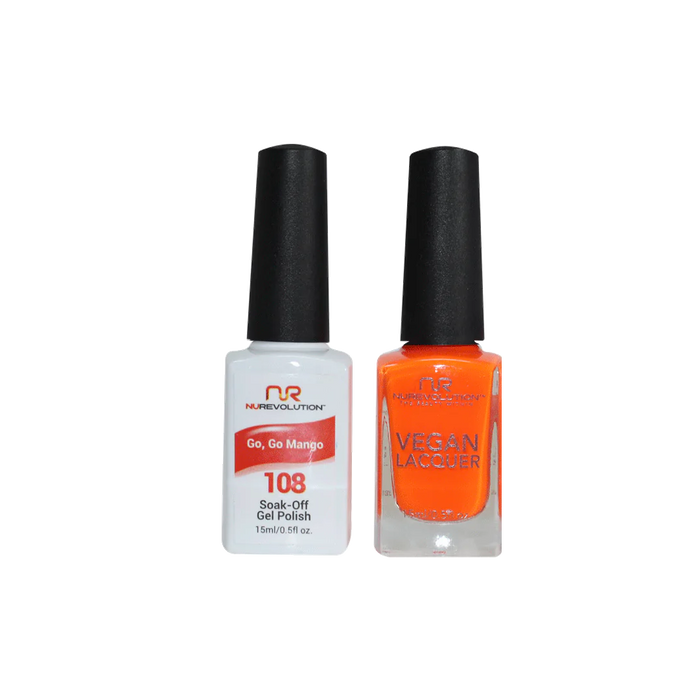 NuRevolution Gel Polish + Nail Lacquer, 108, Go, Go Mango, 0.5oz