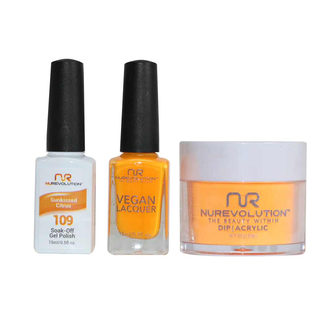 NuRevolution 3in1 Dipping Powder + Gel Polish + Nail Lacquer, 109, Sunkissed Citrus