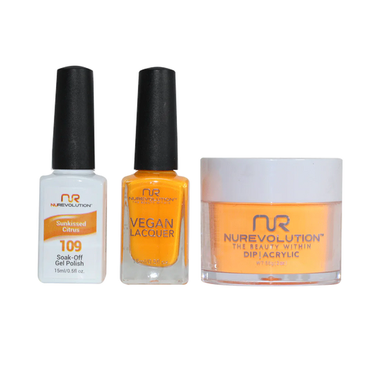 NuRevolution 3in1 Dipping Powder + Gel Polish + Nail Lacquer, 109, Sunkissed Citrus