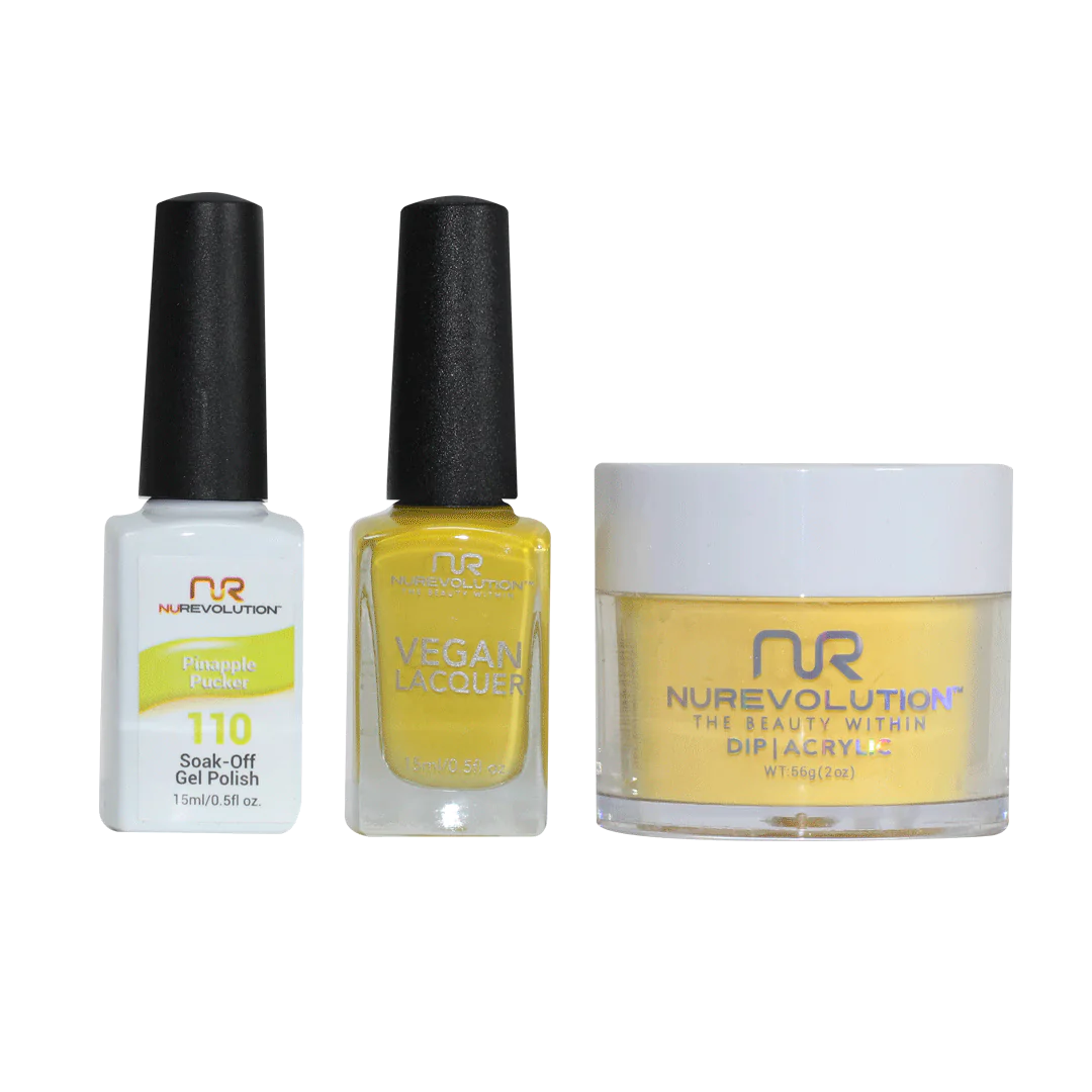 NuRevolution 3in1 Dipping Powder + Gel Polish + Nail Lacquer, 110, Pinapple PuckerCitrus