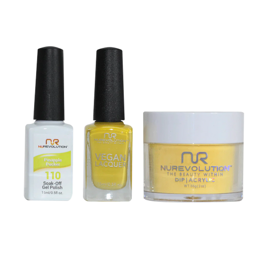 NuRevolution 3in1 Dipping Powder + Gel Polish + Nail Lacquer, 110, Pinapple PuckerCitrus