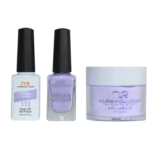 NuRevolution 3in1 Dipping Powder + Gel Polish + Nail Lacquer, 113, Lavender Cotton