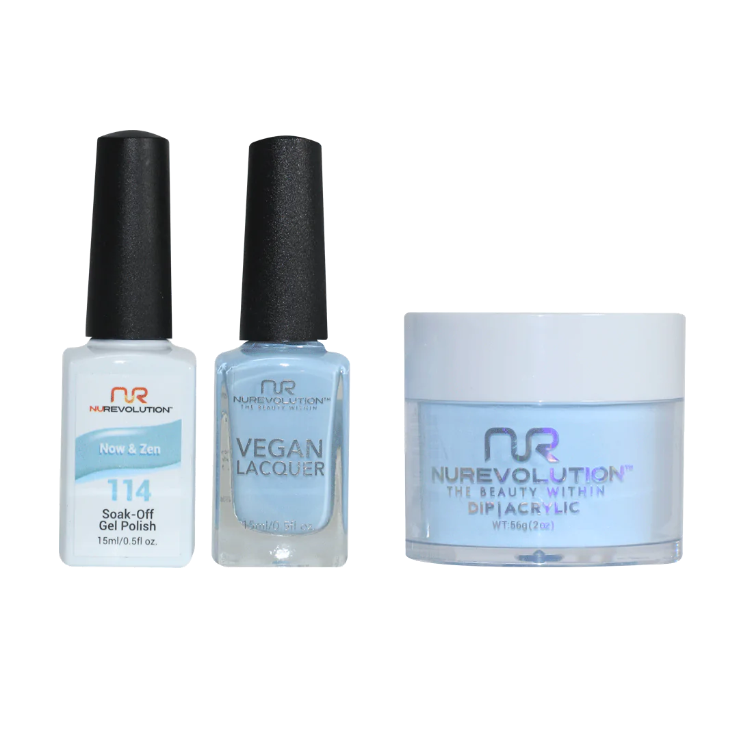 NuRevolution 3in1 Dipping Powder + Gel Polish + Nail Lacquer, 114, Now & Zen