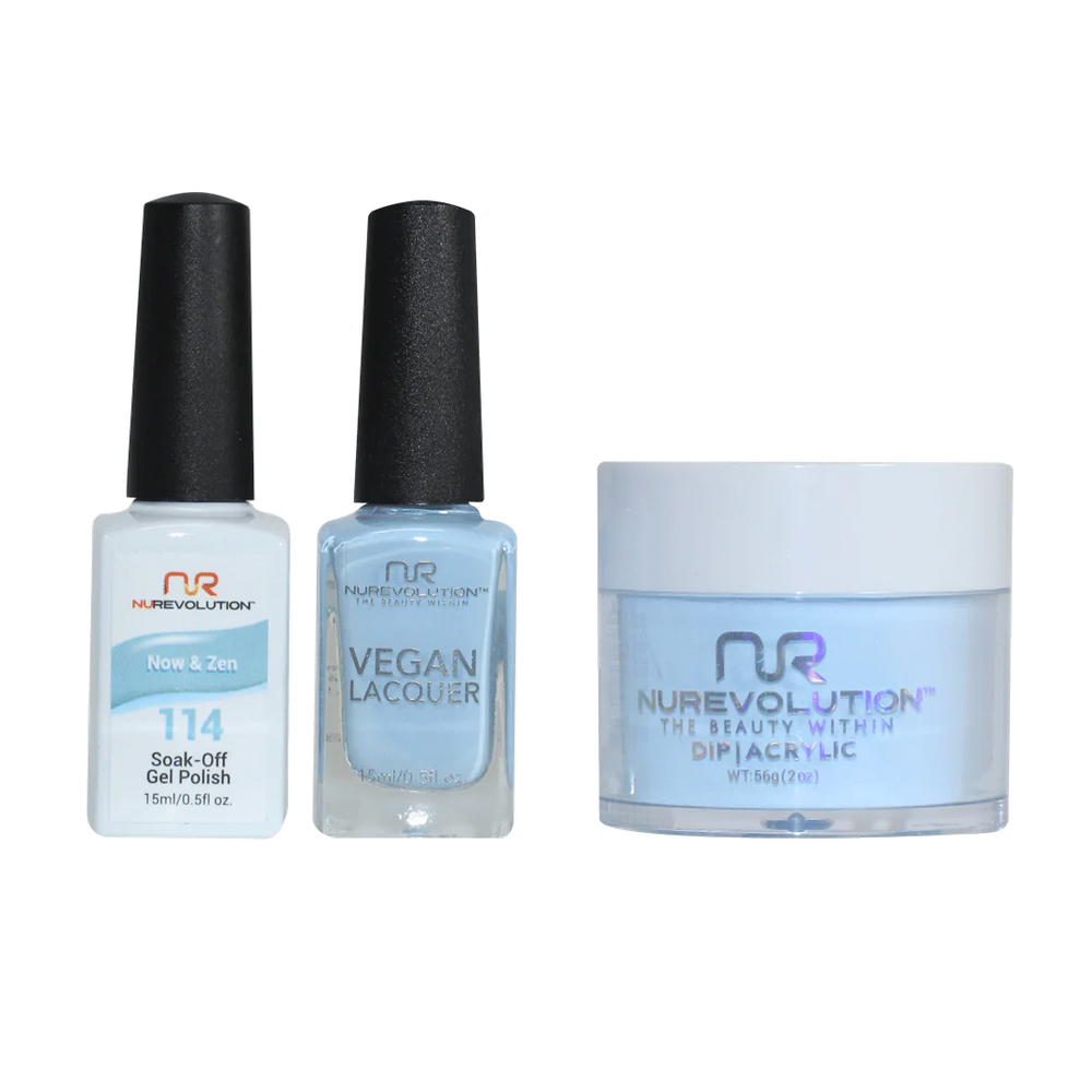 NuRevolution 3in1 Dipping Powder + Gel Polish + Nail Lacquer, 114, Now & Zen