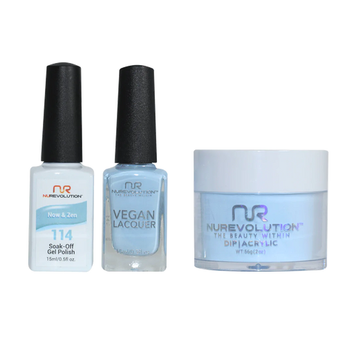 NuRevolution 3in1 Dipping Powder + Gel Polish + Nail Lacquer, 114, Now & Zen