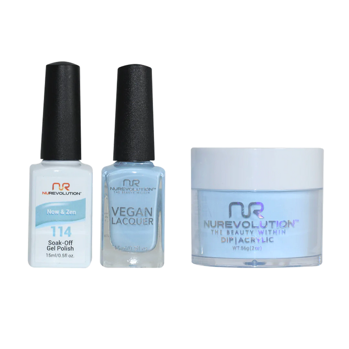 NuRevolution 3in1 Dipping Powder + Gel Polish + Nail Lacquer, 114, Now & Zen