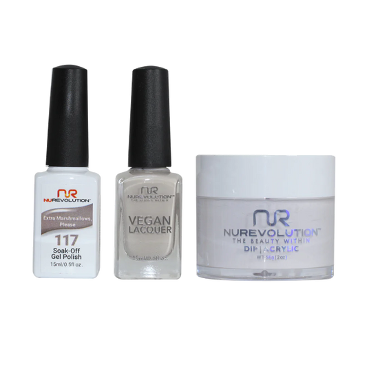 NuRevolution 3in1 Dipping Powder + Gel Polish + Nail Lacquer, 117, Extra Marshmallows, Please