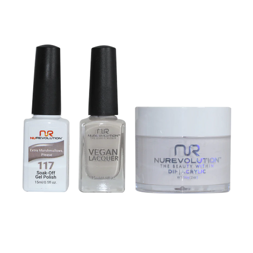 NuRevolution 3in1 Dipping Powder + Gel Polish + Nail Lacquer, 117, Extra Marshmallows, Please