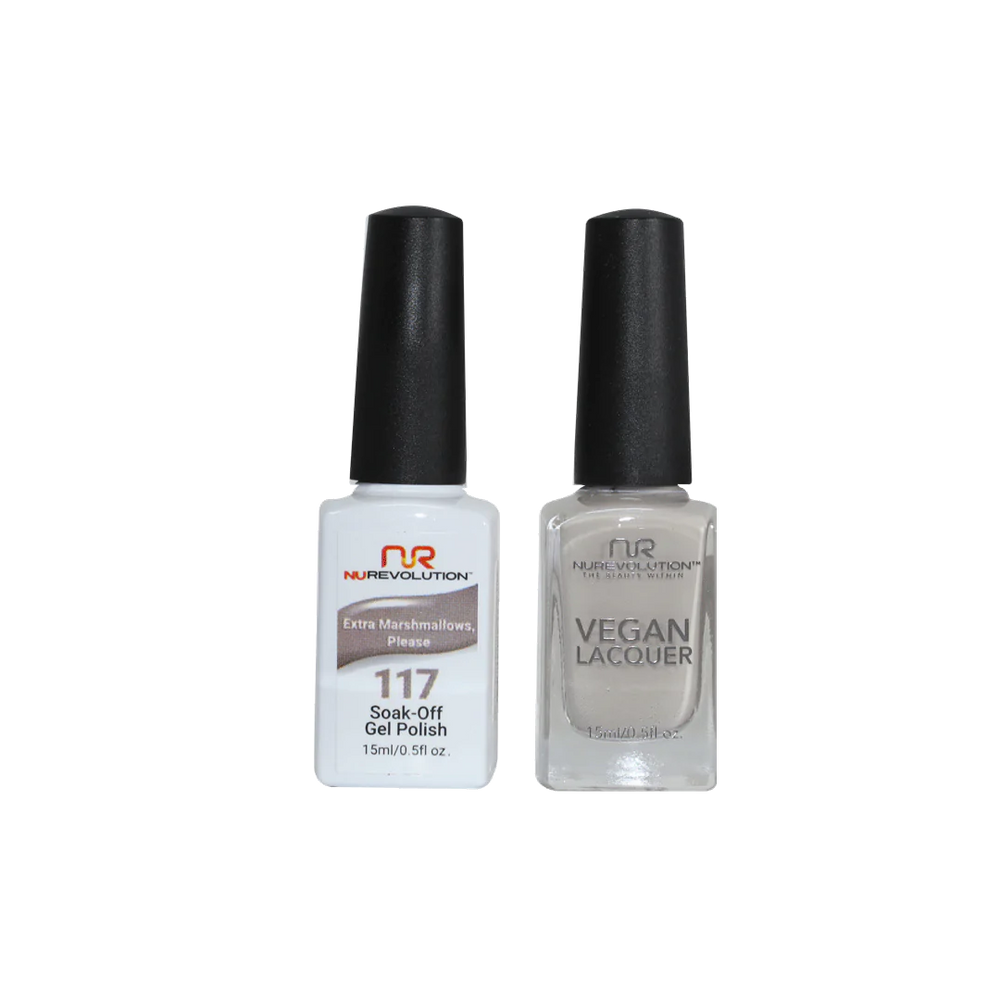 NuRevolution Gel Polish + Nail Lacquer, 117, Extra Marshmallows, Please, 0.5oz