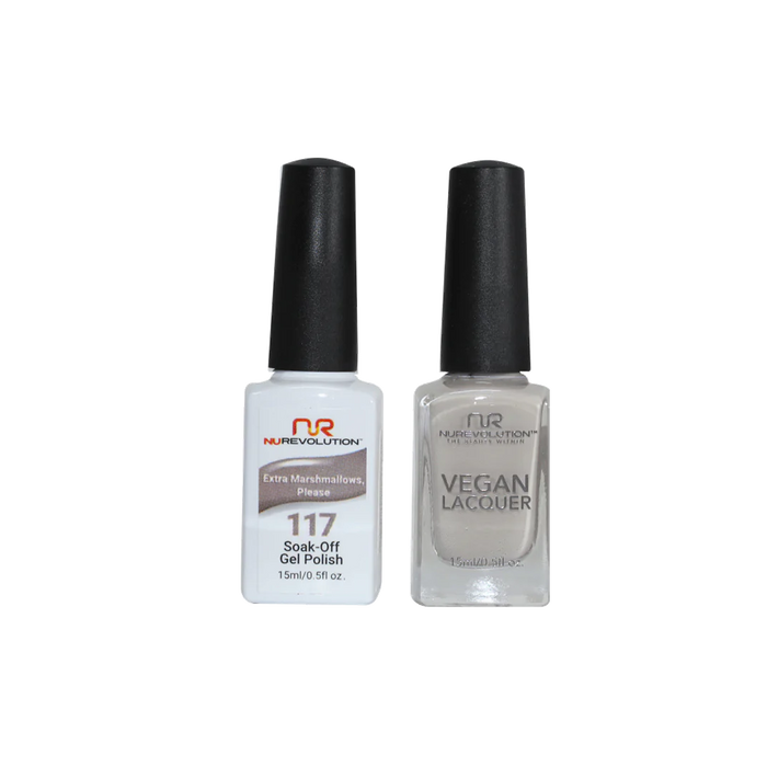 NuRevolution Gel Polish + Nail Lacquer, 117, Extra Marshmallows, Please, 0.5oz