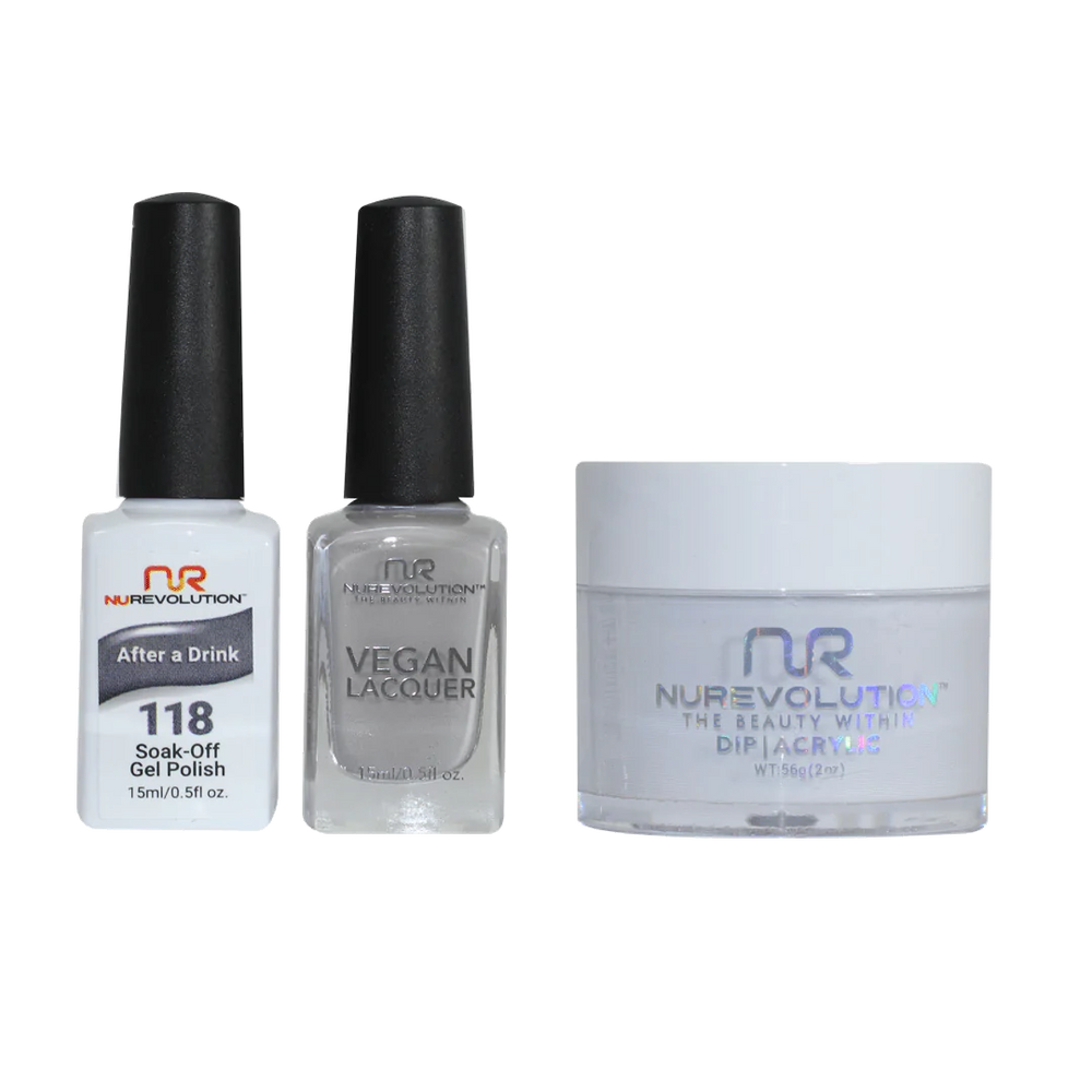 NuRevolution 3in1 Dipping Powder + Gel Polish + Nail Lacquer, 118, After a Drink