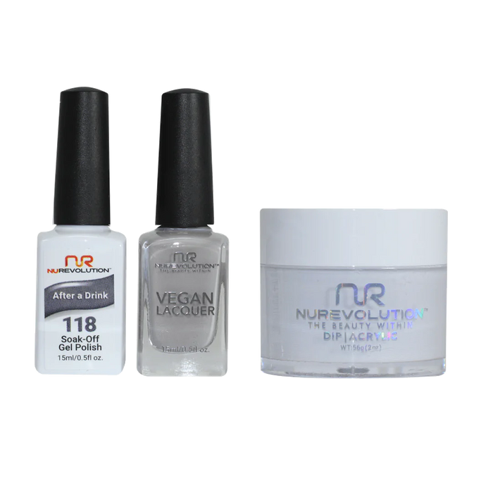 NuRevolution 3in1 Dipping Powder + Gel Polish + Nail Lacquer, 118, After a Drink