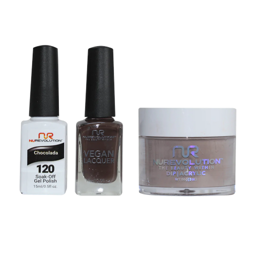 NuRevolution 3in1 Dipping Powder + Gel Polish + Nail Lacquer, 120, Chocolada