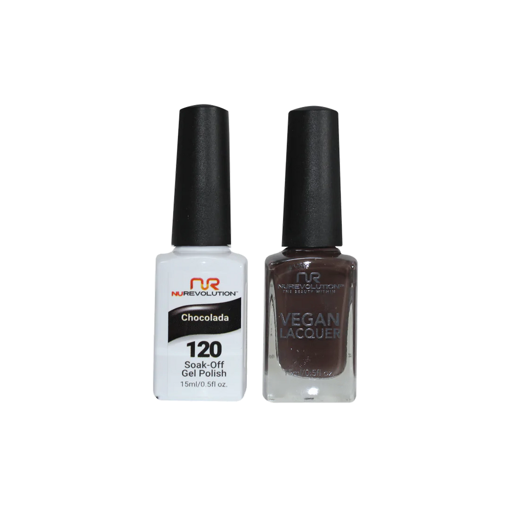 NuRevolution Gel Polish + Nail Lacquer, 120, Chocolada, 0.5oz