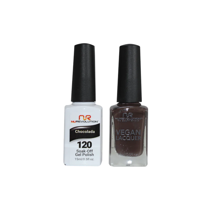 NuRevolution Gel Polish + Nail Lacquer, 120, Chocolada, 0.5oz