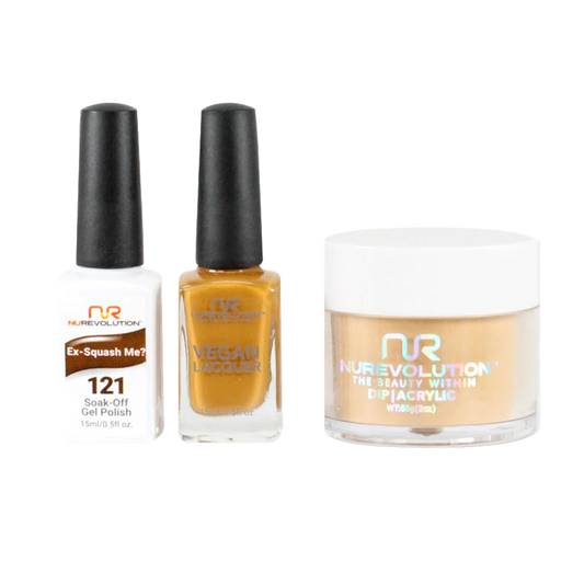 NuRevolution 3in1 Dipping Powder + Gel Polish + Nail Lacquer, 121, Ex-Squash Me?