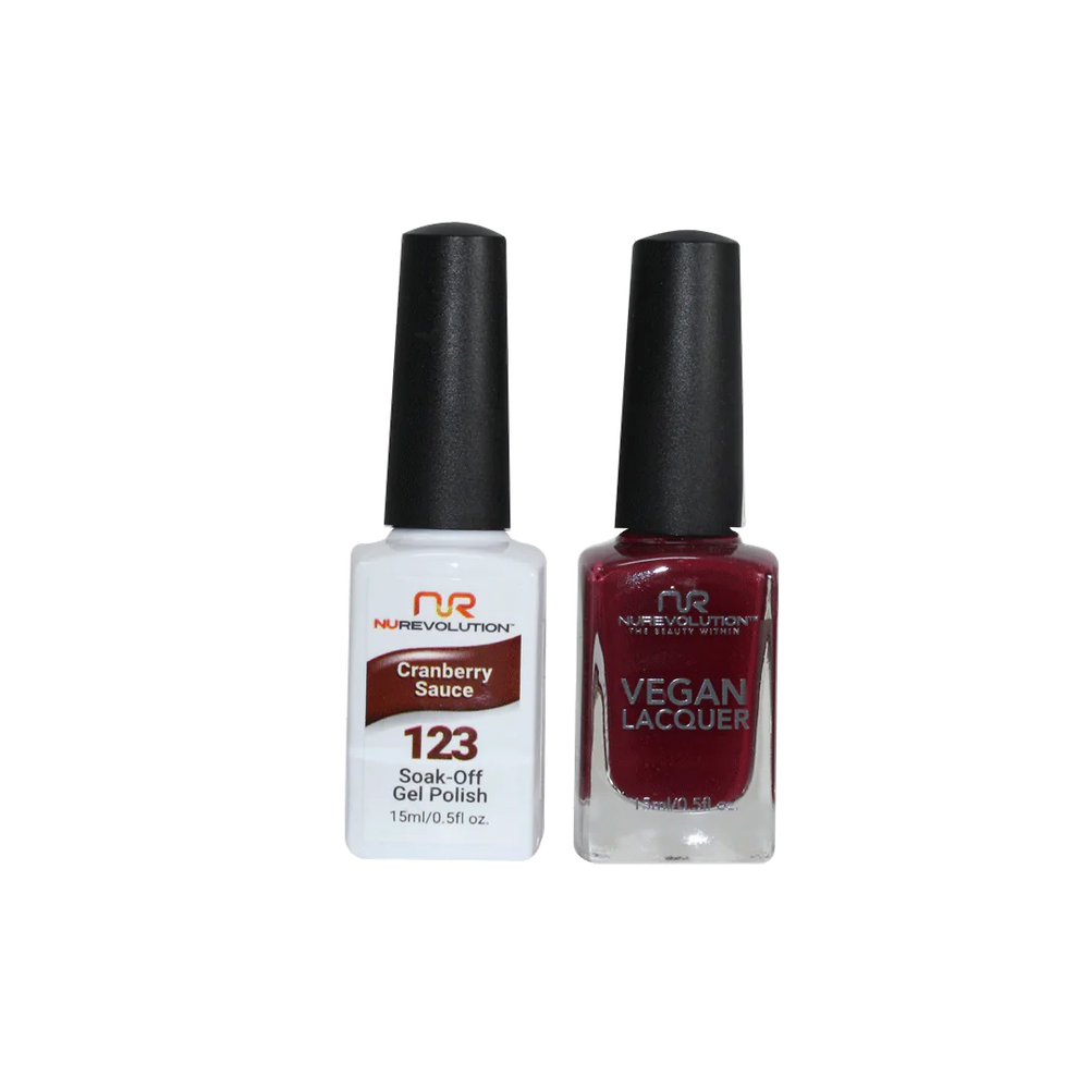 NuRevolution Gel Polish + Nail Lacquer, 123, Cranberry Sauce, 0.5oz