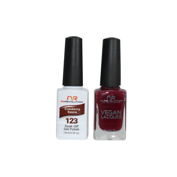 NuRevolution Gel Polish + Nail Lacquer, 123, Cranberry Sauce, 0.5oz