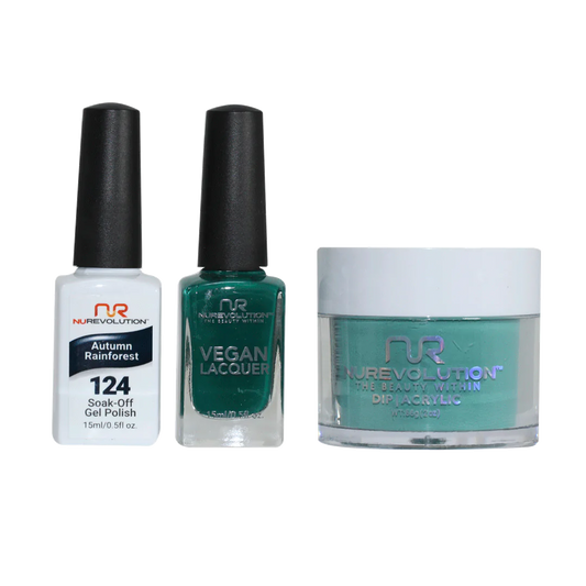 NuRevolution 3in1 Dipping Powder + Gel Polish + Nail Lacquer, 124, Autumn Rainforest