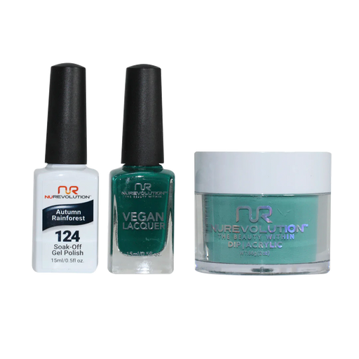 NuRevolution 3in1 Dipping Powder + Gel Polish + Nail Lacquer, 124, Autumn Rainforest