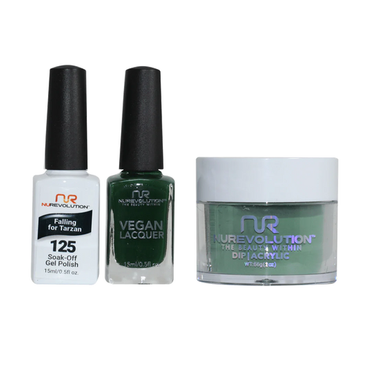 NuRevolution 3in1 Dipping Powder + Gel Polish + Nail Lacquer, 125, Falling of Tarzan