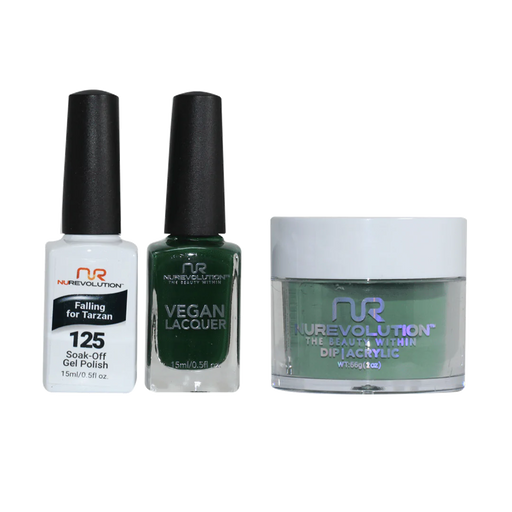 NuRevolution 3in1 Dipping Powder + Gel Polish + Nail Lacquer, 125, Falling of Tarzan