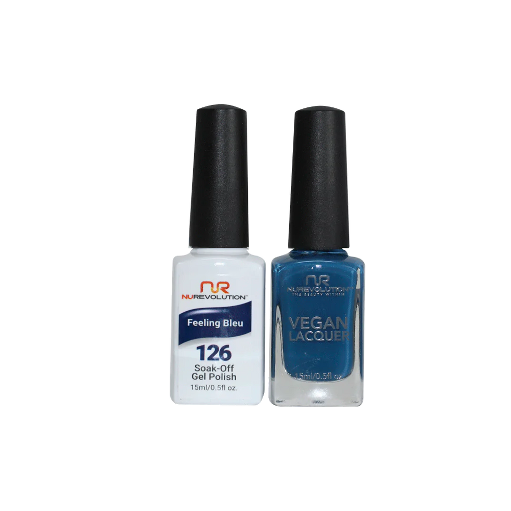 NuRevolution Gel Polish + Nail Lacquer, 126, Feeling Bleu, 0.5oz