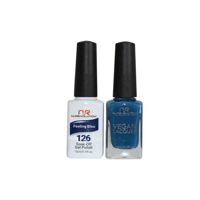 NuRevolution Gel Polish + Nail Lacquer, 126, Feeling Bleu, 0.5oz