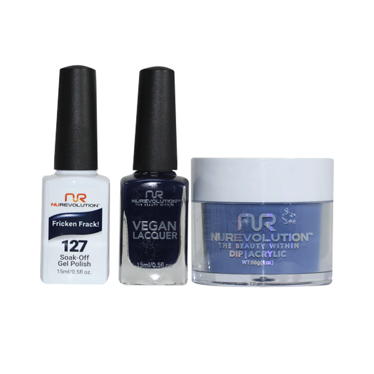 NuRevolution 3in1 Dipping Powder + Gel Polish + Nail Lacquer, 127, Fricken Frack