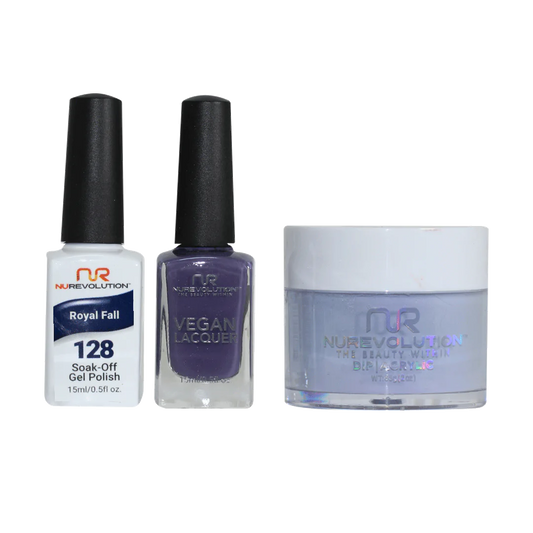 NuRevolution 3in1 Dipping Powder + Gel Polish + Nail Lacquer, 128, Royal Fall