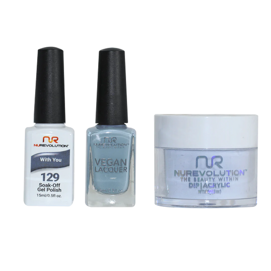 NuRevolution 3in1 Dipping Powder + Gel Polish + Nail Lacquer, 129, With You