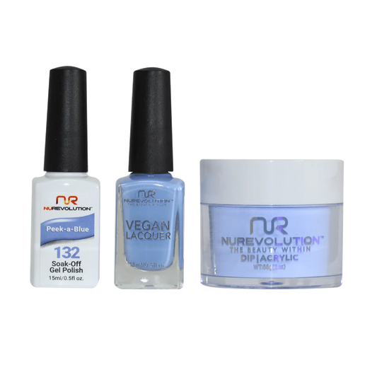 NuRevolution 3in1 Dipping Powder + Gel Polish + Nail Lacquer, 132, Peek-a-Blue