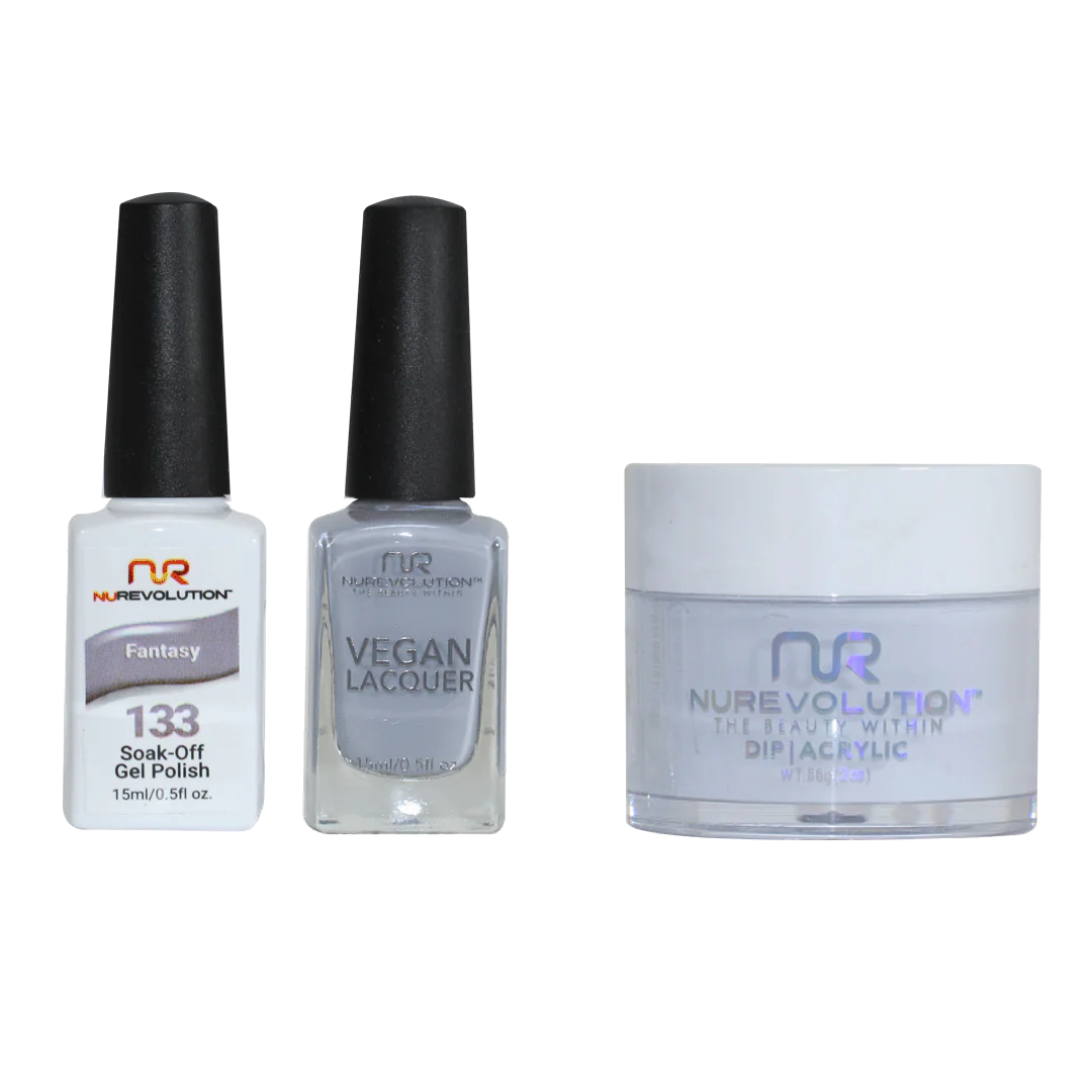 NuRevolution 3in1 Dipping Powder + Gel Polish + Nail Lacquer, 133, Fantasy